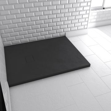 Receveur à poser en matériaux composite SMC – Finition ardoise noire – 80x100cm – ROCK 2 BLACK 80 Aurlane - FAC696
