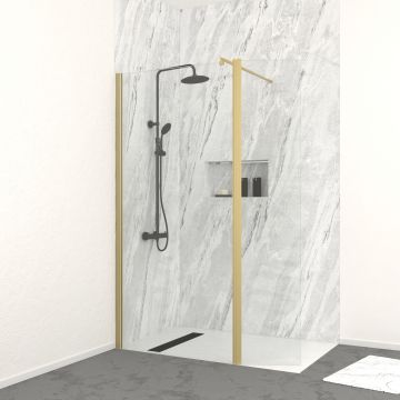 Volet pivotant de 40 cm en verre trempé 6 mm finition or brossé pour paroi de douche freedom 2 gold Aurlane - FAC919
