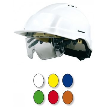 Casque jaune à lunette-masque intégrée sous la visière singer - casirisjau2