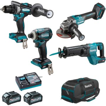 Ensemble de 4 machines 40 v max li-ion 4 ah xgt (df001g + ga005g + td001g + jr001g) makita - dk0126g401