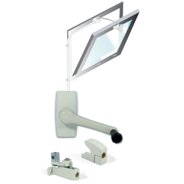 Kit ferme imposte manivelle Windy 605 blanc SOUCHIER pour châssis abattant intérieur L.6.05m - 26812