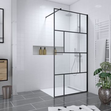 Pack paroi de douche 100x195 cm + receveur en acrylique blanc effet pierre 100x80 Aurlane - PACF094