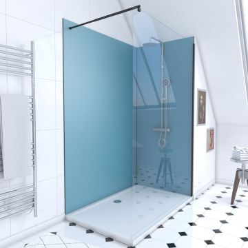 Pack 2 panneaux muraux wall'it bleu + receveur whiteness ii 120 + paroi de douche freedom 2 dark 120 + barre de fixation noir mat Aurlane - PACP053