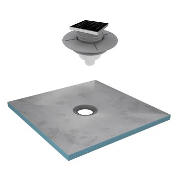Receveur de douche à carreler 90x90 cm avec bondes à sortie verticale - grille noire Aurlane - PACR185