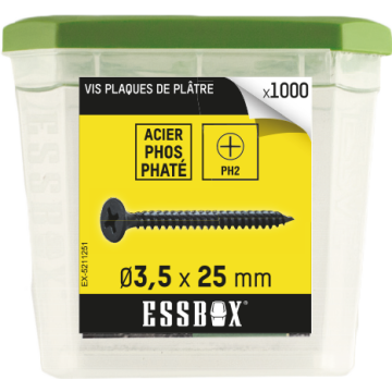 Vis ESSBOX SCELL-IT Plaque de plâtre - Ø3,5 mm x 25 mm - Boite de 1000 - EX-5211251