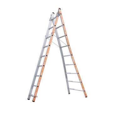Echelle transformable alu 2x9 échelons haut. Accès 5,26m - pronor