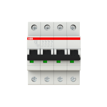 DISJONCTEUR ABB MODULAIRE- 4P - 20A - CBE C - 4500A/6KA (4 MODULES)-PEIGNABLE