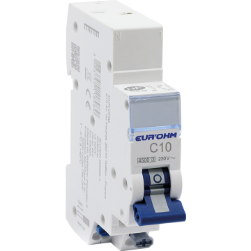 Disjoncteur PH+N 10A 4.5kA courbe C automatique - EUROHM - 20310