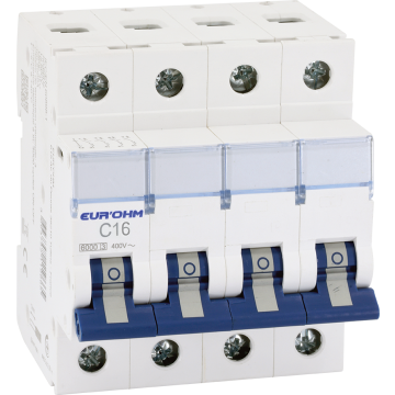 Disjoncteur 4PH 16A 6kA courbe C à vis - EUROHM - 20345