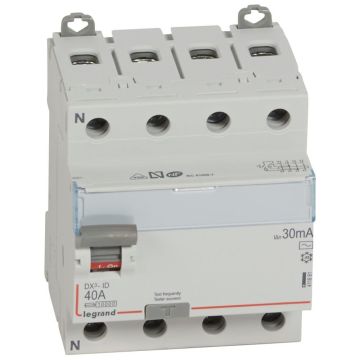 Interrupteur différentiel DX³-ID haut/bas vis - 4P 400V~ 40A typeAC 30mA - 4 mod - Legrand