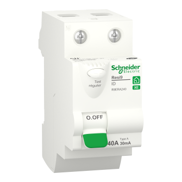 Resi9 XE - interrupteur différentiel - 2P - 40A - 30mA - Type A - embrochable - SCHNEIDER ELECTRIC - R9ERA240