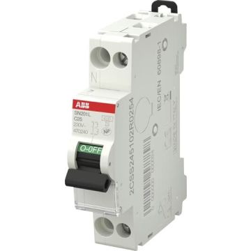 Disjoncteur 1P+N 25A - Courbe C - 4,5 kA - Raccordement A Vis - ABB - 470240