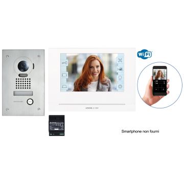 Kit vidéo JO wifi, platine inox encastrée, moniteur écran 7' tactile & alimentation - AIPHONE - JOS1FW