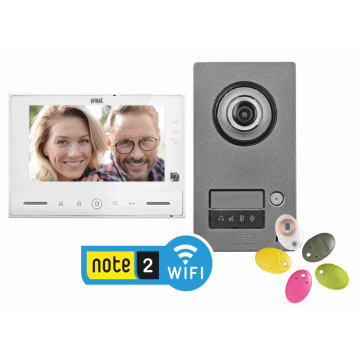 Kit portier vidéo Note 2 Wifi, platine avec 1 bouton-poussoir, moniteur 7 pouces, report d'appel intégré - URMET YOKIS - 1723/95