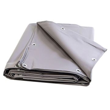Bâche de Protection Grise TECPLAST - XP 640 - Bâche PVC étanche - Résistance Anti-UV