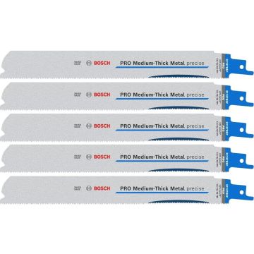 Jeu de 5 lames de scie sabre PRO Medium-Thick Metal precise S1137BEF - 225 mm - BOSCH - 2608658994