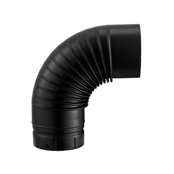 Coude plissé 90° émaillé noir mat Poujoulat