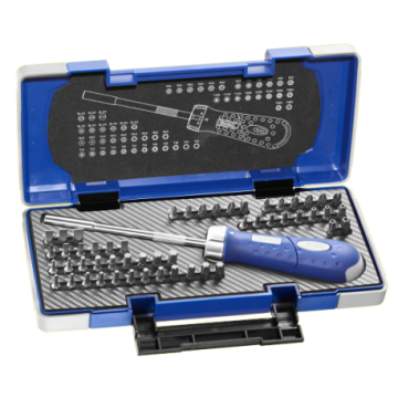 Tournevis porte-embouts revolver cliquet + embouts EXPERT by Facom - 59 pièces - E160804