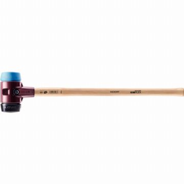 Marteau de frappeur HALDER SIMPLEX TPE souple / caoutchouc chargé avec boîtier en fonte malléable et manche en bois d'hickory - D=80 mm - 3012.081