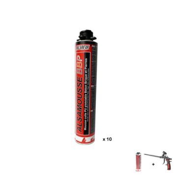 Kit Mousse PU BBP - 10 Alsamousse BBP + 1 pistolet + 1 nettoyant Alsamousse N - KIT00609