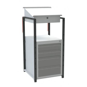 Pupitre avec caisson écritoire 4 tiroirs à patins 150 kg - 820008489