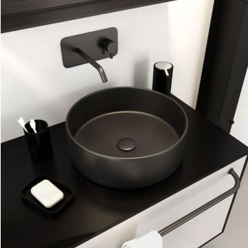 Vasque à poser ronde en céramique noire Ø36cm - Hauteur 11,5cm - ROUNDY DARK Aurlane - VAS041