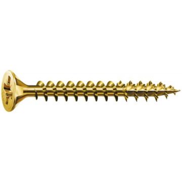 Vis à bois aggloméré tête fraisée empreinte pozidriv acier zingué bichromaté entièrement filetées yellox, ø 4 mm, longueur 25 mm