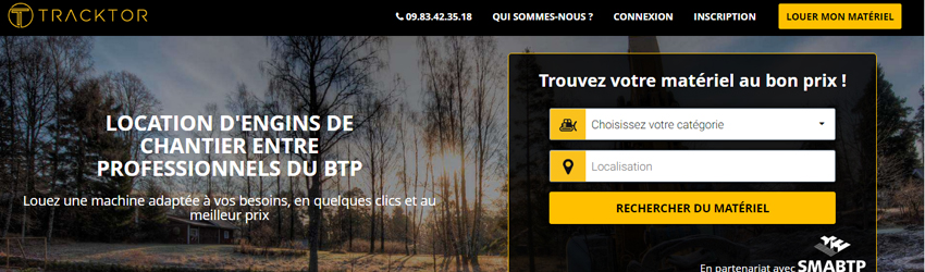 Tracktor.fr : la plateforme web de location d’engins de chantier entre professionnels du BTP