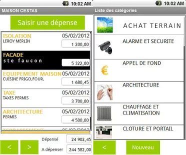 Appli mobile gérer les dépenses des travaux